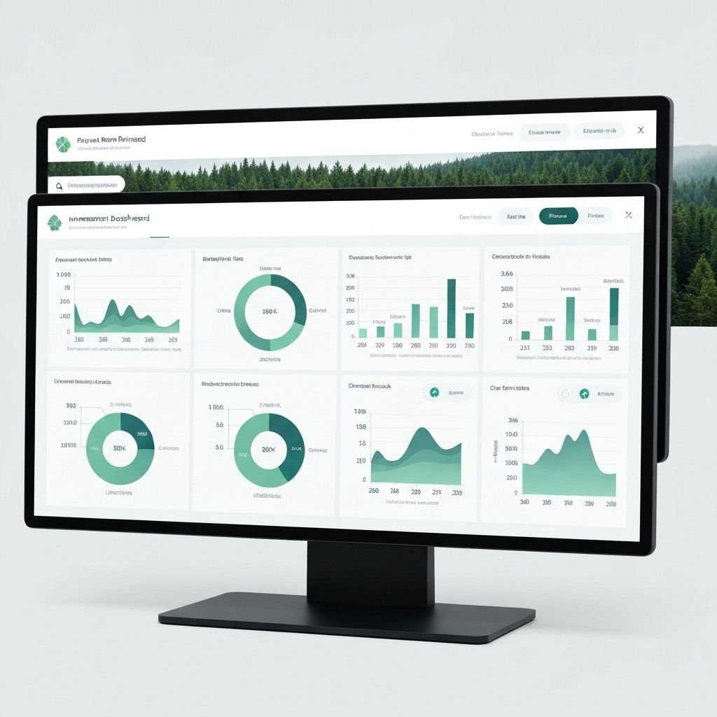 Investment dashboard showing forest metrics and carbon data